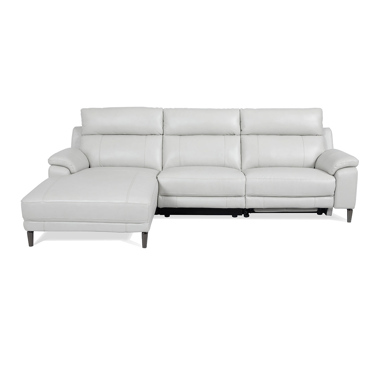 Modular Leather Sofa Beige Gray