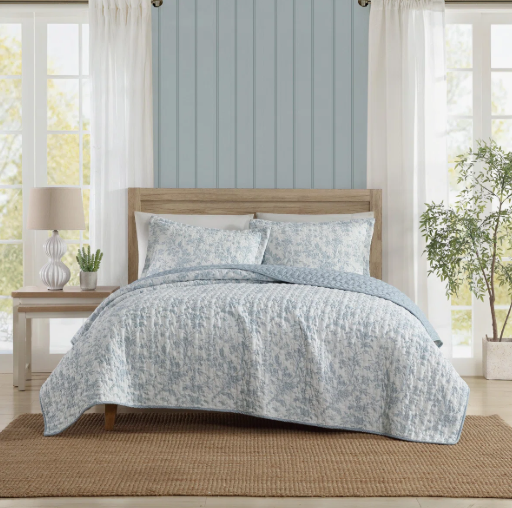 Quilt Set Laura Ashley Seersucker Blue King