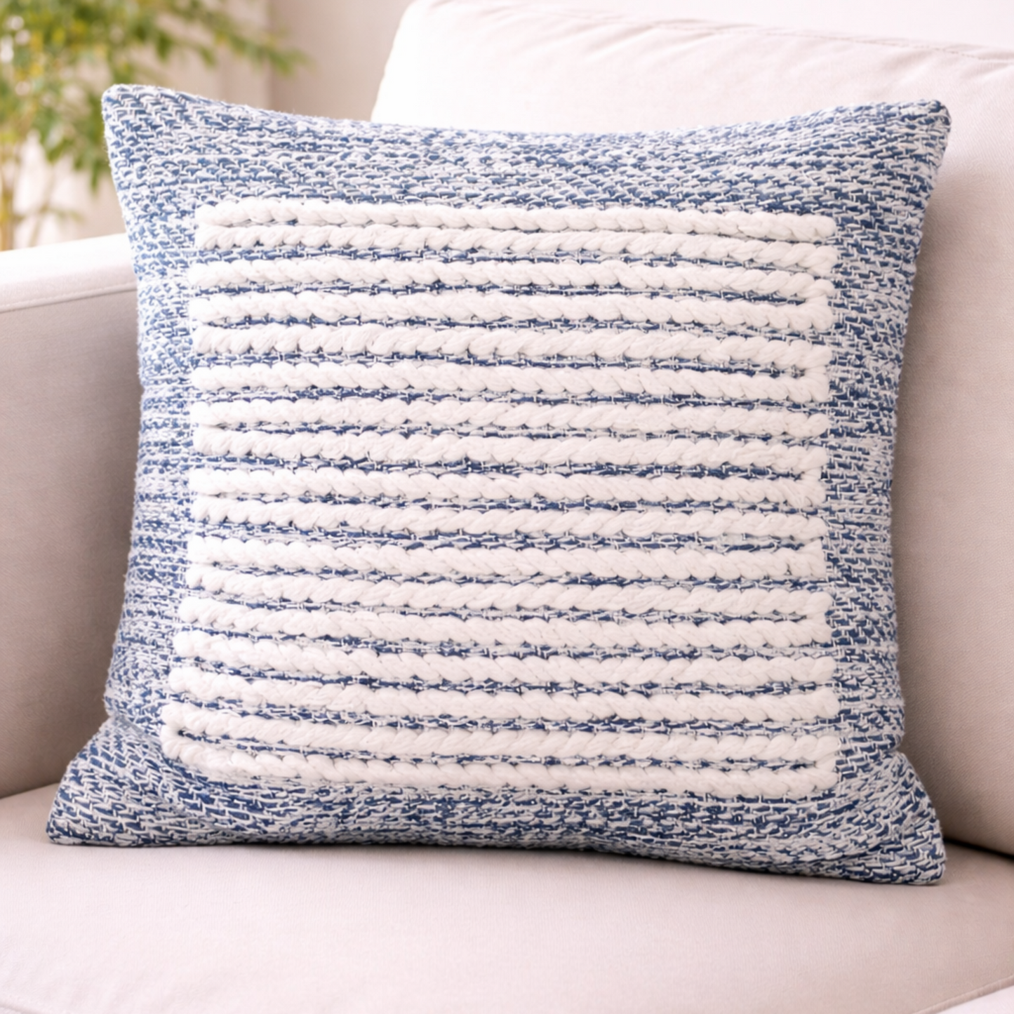 Cojín decorativo beige/azul