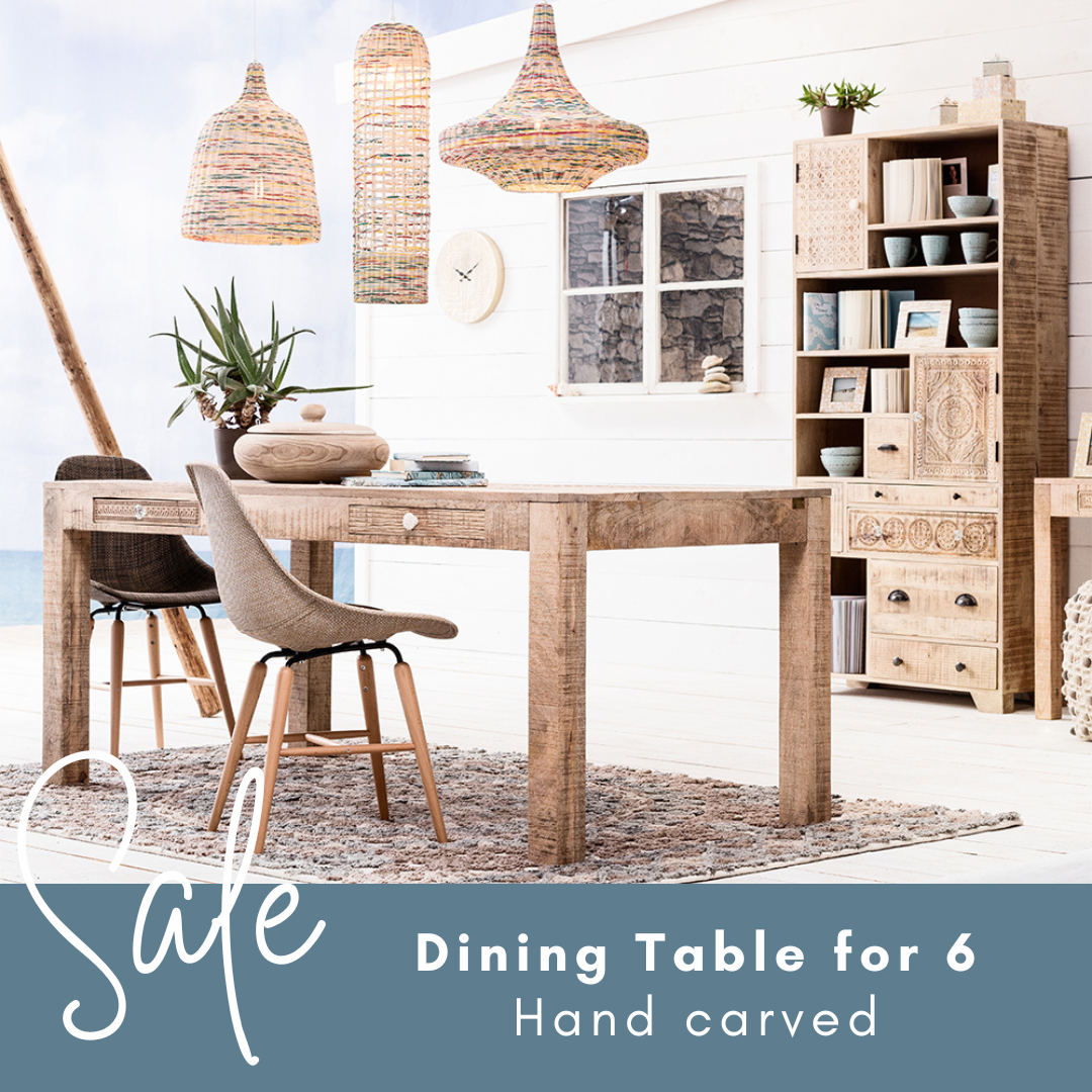 Dining Table Mango Wood Hand Carved