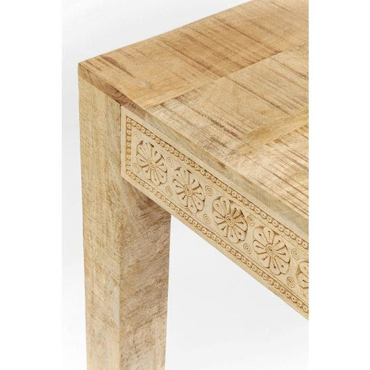 Mesa de comedor de madera de mango tallada a mano