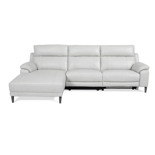 Modular Leather Sofa Beige Gray