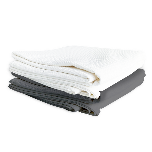 Colcha 2 piezas Waffle 50% algodón/50% poliéster Twin Blanca