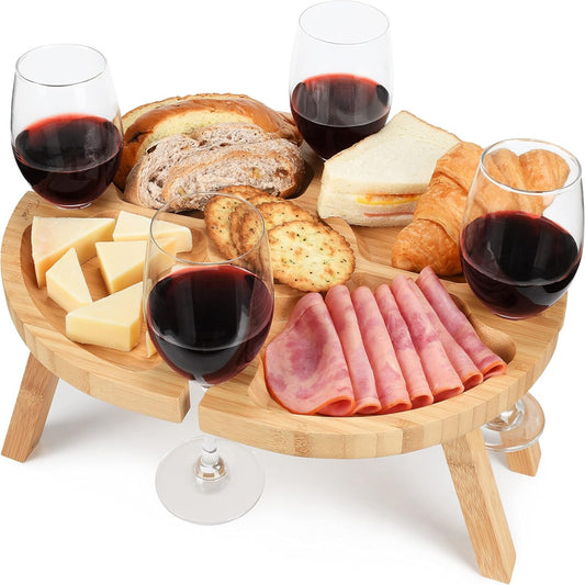 Mesa para picnic de bambú portátil para vino 40x30cm