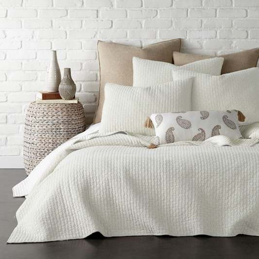 Quilt Set Cross Stitch Cream 100% Cotton Full/Queen